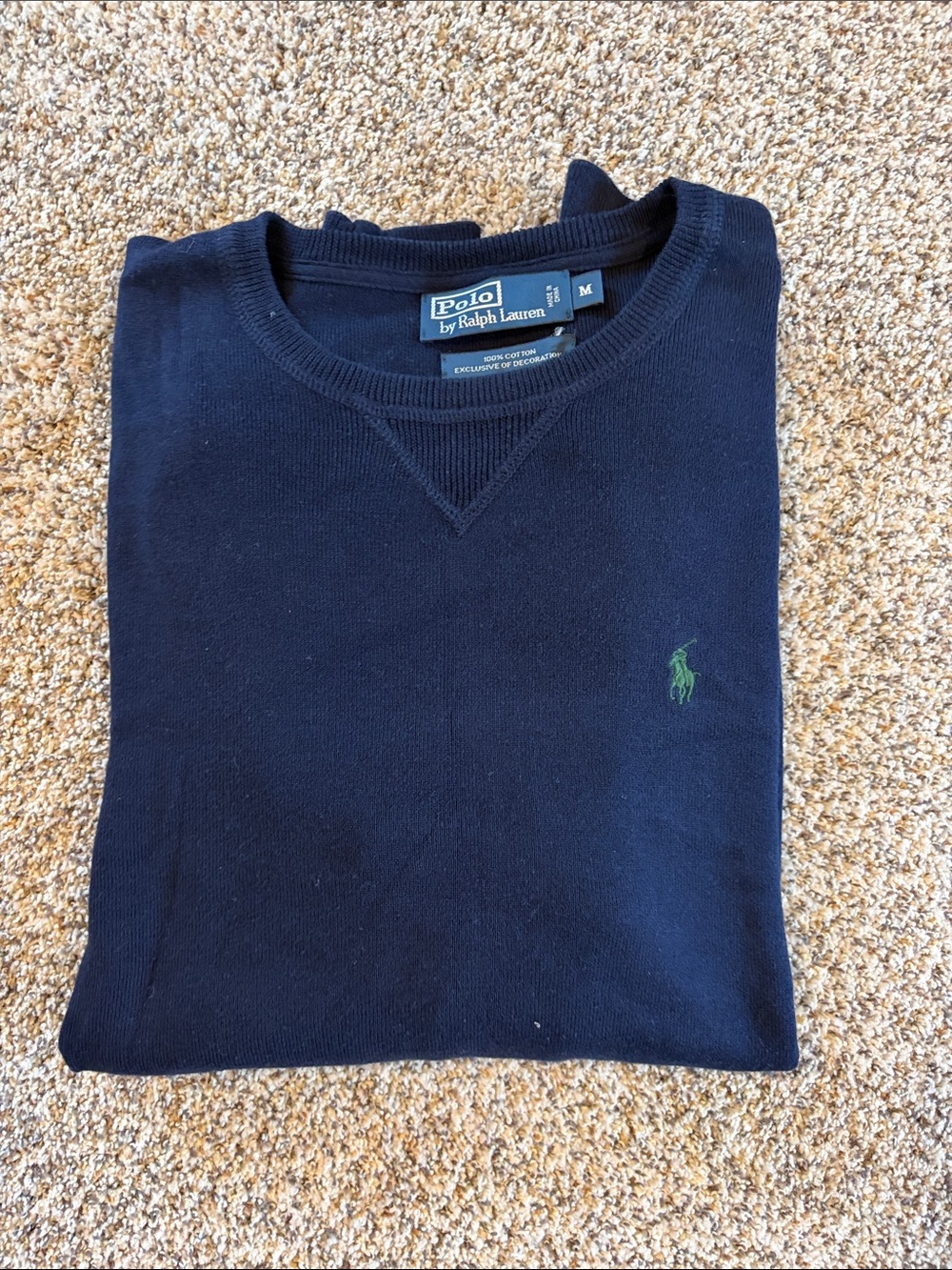 Polo by Ralph Lauren Navy Crewneck Sweater with Green Pony